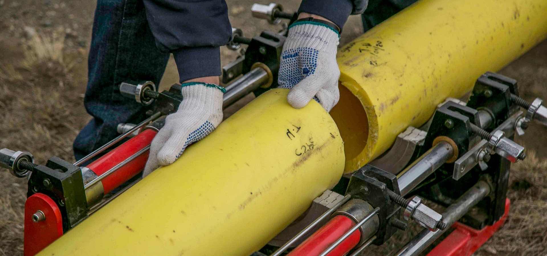 HDPE pipe fusion equipment used in trenchless sewer replacement